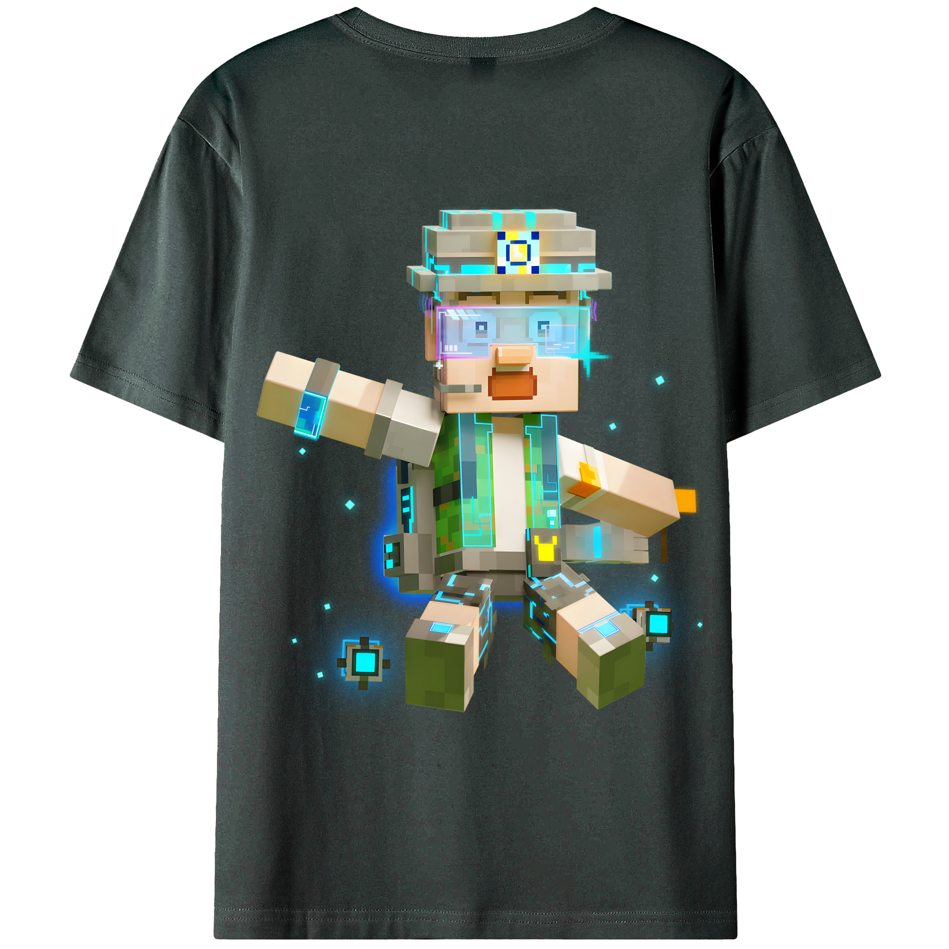 （画像用） マインクラフト ブロックの世界 Minecraft MC Block world 綿100％ メンズ半袖Tシャツ（バックプリント） 通気性